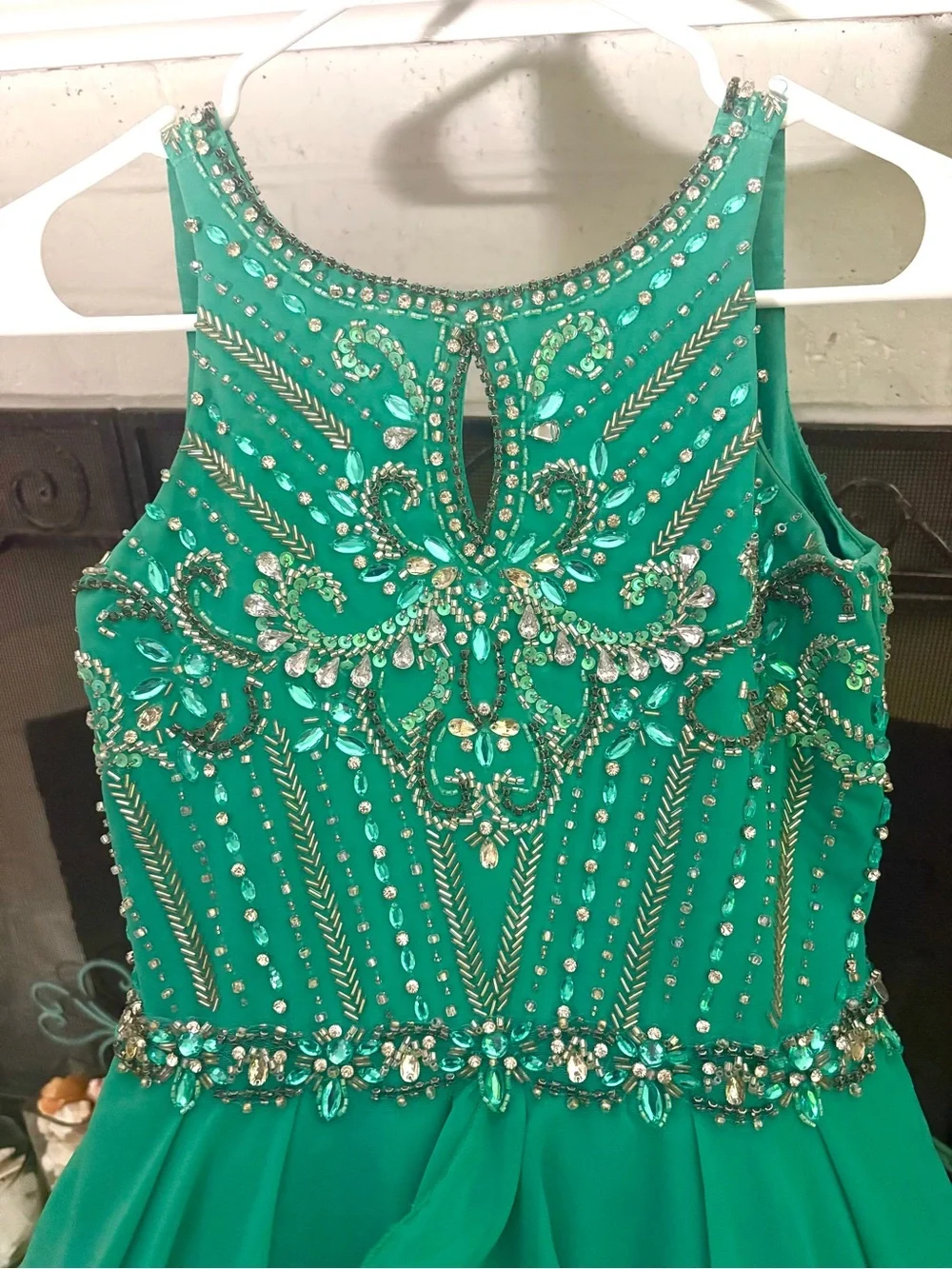 Rachel Allan Perfect Angels Girls Size 12 Green/Teal Embellished Pageant Dress